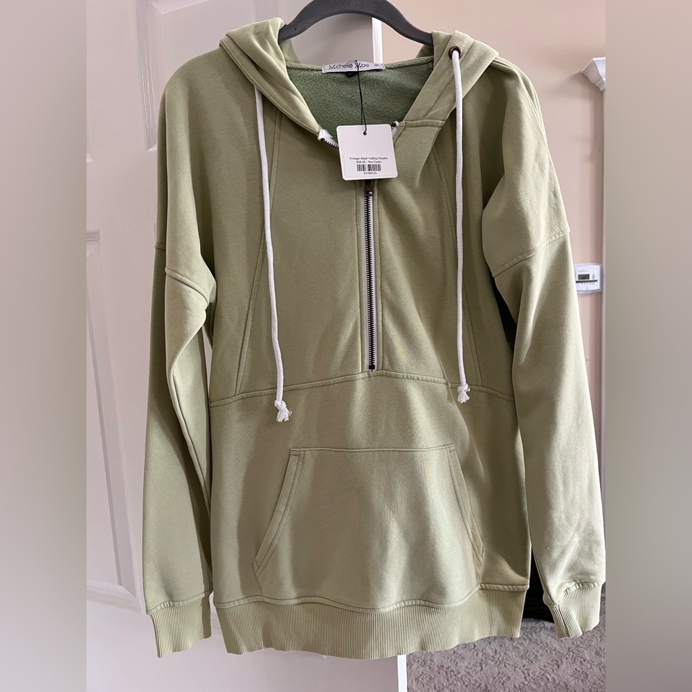 Michelle Mae Light Green Cotton Blend Hoodie